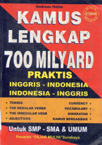 Image of Kamus Lengkap 700 Milyard Praktis Inggris - Indonesia Indonesia - Inggis
